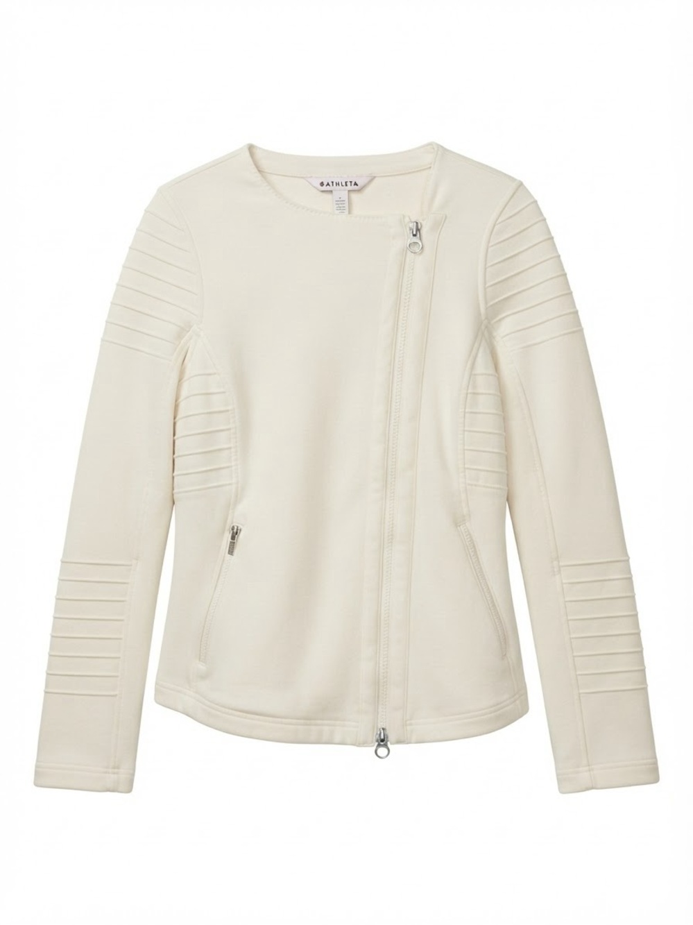 Athleta Cream Asymmetrical Moto Jacket
